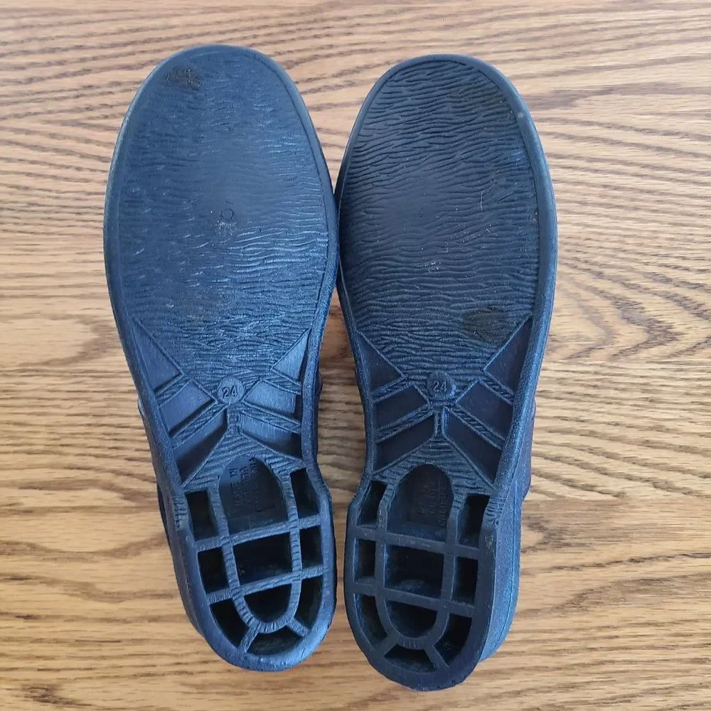 Vintage Women's Happy Feet Navy T-Strap Sandals Size 24 CM ~7 US Made Corona, CA